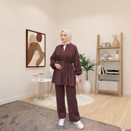 Düğme Detaylı Pantolon Takım